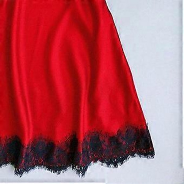 Dam Spets Nattlinne Sovplagg Nattkjol Röd (3XL)