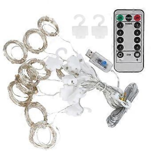 3x3 m USB Fönstergardin Ljusslinga med Fjärrkontroll för Jul Festlig Dekoration