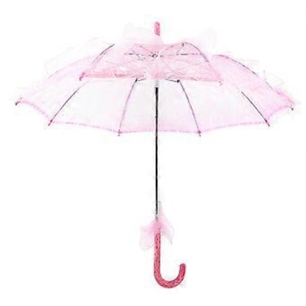 Bröllops-spets-parasoll i bomull för bröllopsfester, dans, fotorekvisita (rosa)