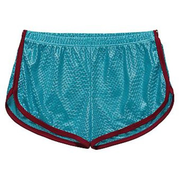 Män Underkläder Solid Färg U Konvex Låg Midja Elastisk Andningsbar Underbyxor Lös Mesh Boxers Kalsonger Casual Sport Shorts för inomhus (2XL Himmelblå)