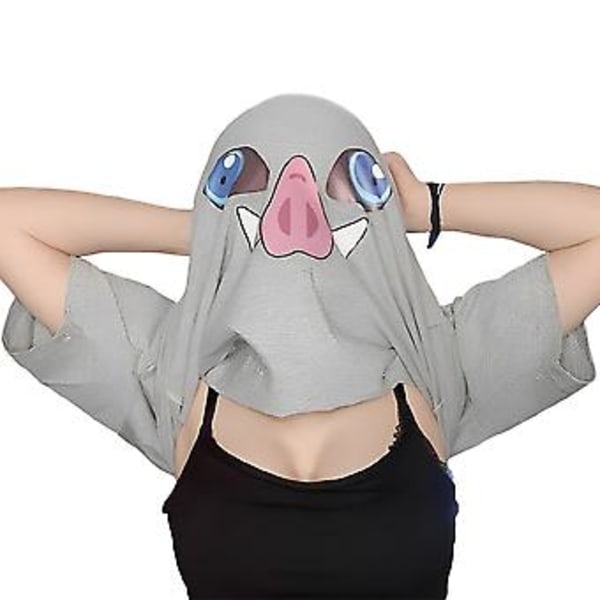 Flip Mask Fun Kortærmet Pustende Rundhals Sommer Topp For Kvinner Menn (XXXXL Rushing Grå)