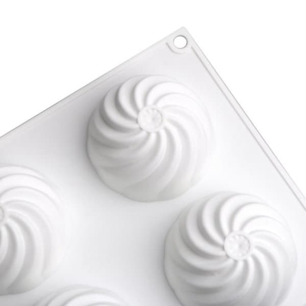 6 hulrom silikon syklon rund spiral mousseform kakebaking
