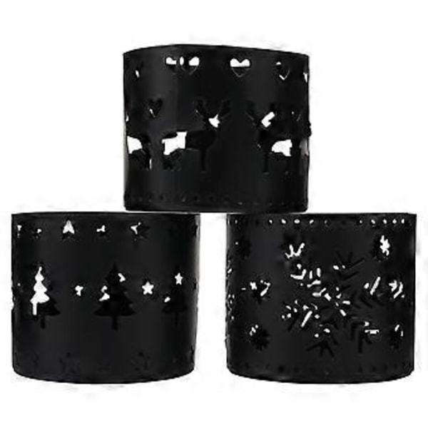 3 stk Hule Lysestaker Elegant Te Lys Julefest Bryllup Ornament