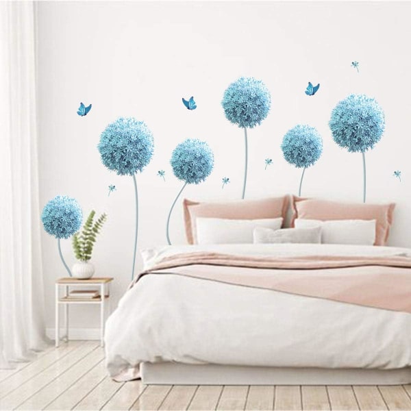 Blue Flower Wall Stickers Dandelion and Butterfly Wall Sticker Li