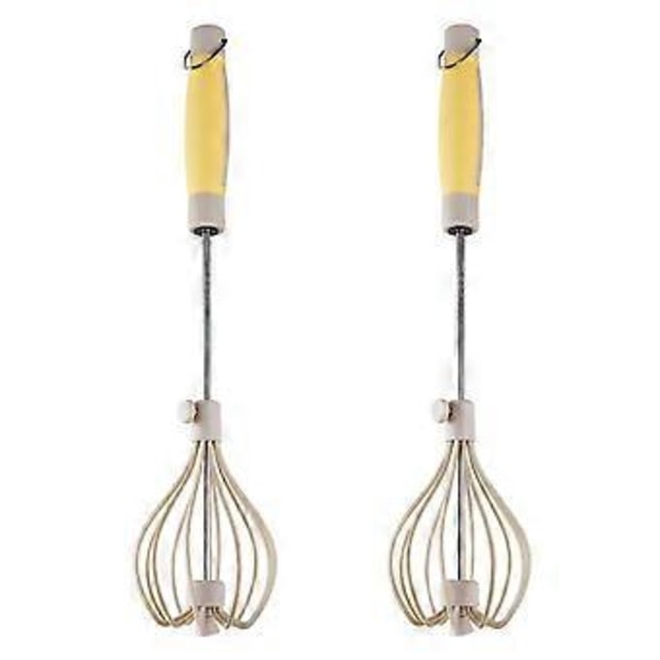 2 st Rostfritt Stål Halvautomatisk Visp, Roterande Automatisk Äggvisp, Handtryck Mixer Omrörare Verktyg Manuell Äggskakare