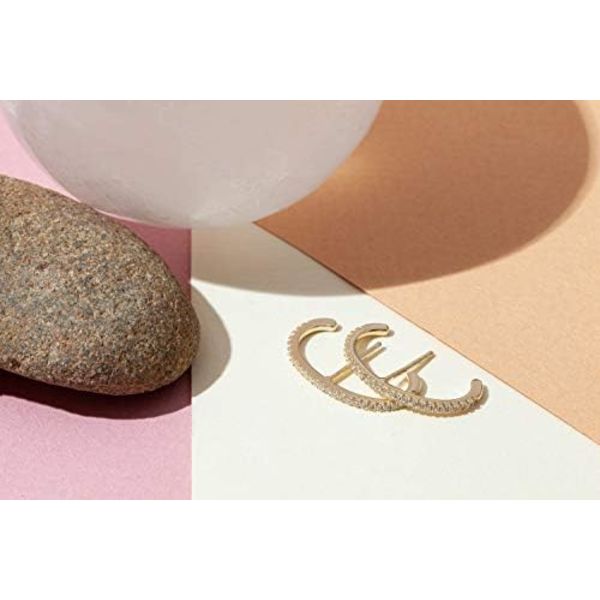 Sølv Post Minimalistiske Suspender Øreklips Øreringe til Kvinder | Wrap Øreflip Studs