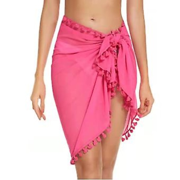 Naisten Kesäiset Tupsut Sarongi Peitot Uimapuvut Läpinäkyvä Kääre Uimapuvun Hääri Ranta Bikinin Peite Uimapuvut (Rose Red)
