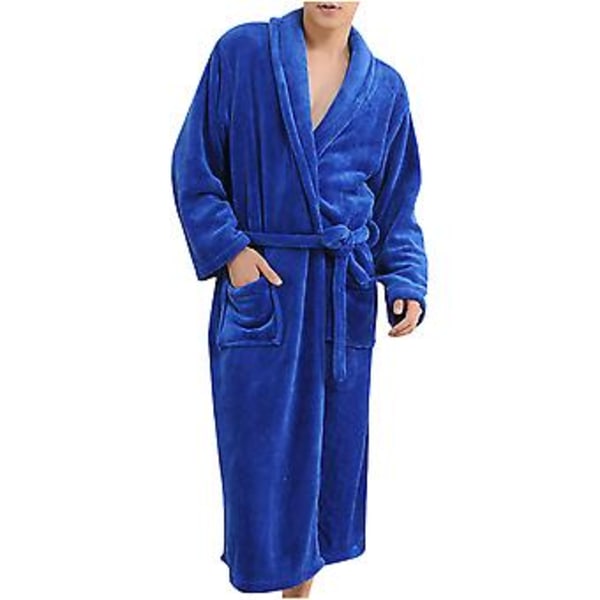 Blød Plys Badekåbe til Kvinder og Mænd, Varmt, Fleece Flannel Badekåbe Pyjamas XL Mørkeblå