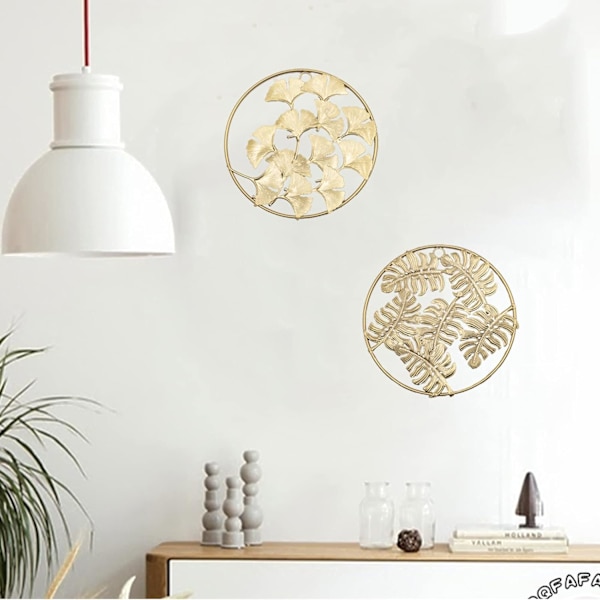 4 st runda väggdekorationer Enkel installation Stor metallguld Wal