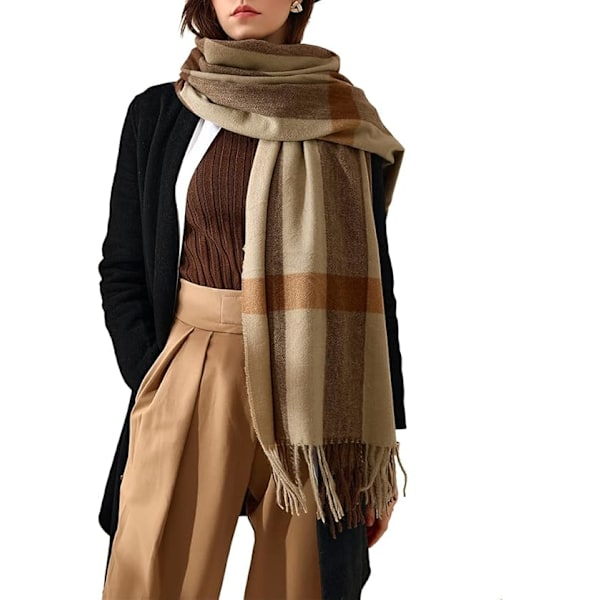 1 st. Brun Sjal Kvinna Elegant Kashmir Pashmina Sjal För Höst