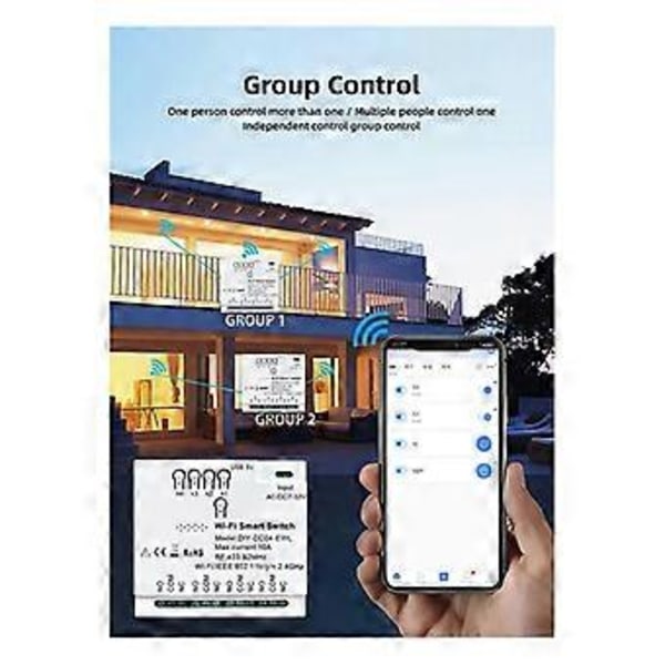 4CH WiFi Smart Switch 85-265V USB 5V 2.4G WiFi Smartlife Hemautomation Modul för IFTT Alexa Home