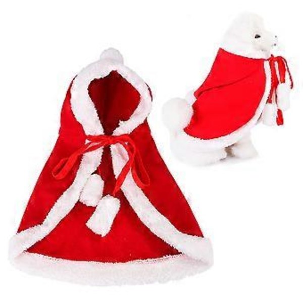 Julkapp för Hundar, Rolig Husdjursdräkt Cosplay Kläder för Hund Valp (Storlek S)