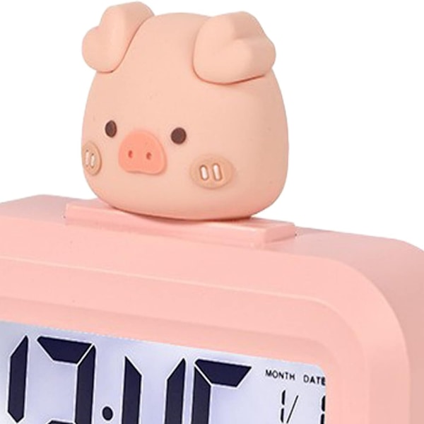 Söt Elektronisk Väckarklocka (Rosa Gris), Cartoon LED-Skärm Electr