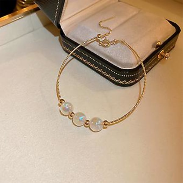 2023 Ny Guld Elektroplettering Indlagt Zirkon Havfrue Perle Armbånd Kvinder Personlighed Mode Skinnende Armbånd Bryllup Smykker-sl096,20cm ( SL092-G)
