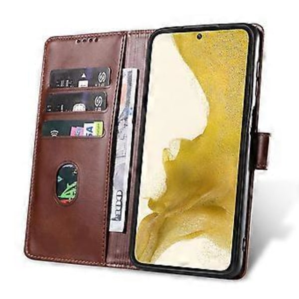 För Samsung Galaxy S23+ Repskydd Mobilskal Fyrkantigt Läder Fodral med Ställ Plånbok (Stil E)