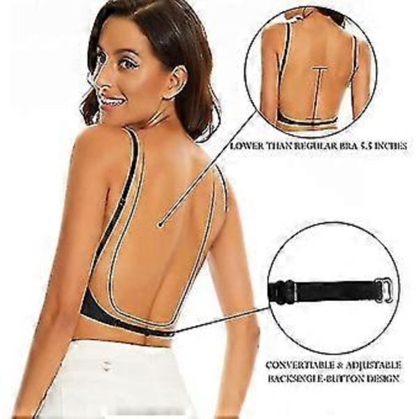 Low Back Bh'er til Kvinder - Sømløs Trådløs Bralette Rygløs Bh'er (L Sort)