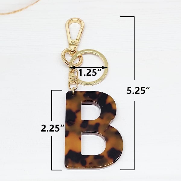 Bogstav nøgleringe tilbehør til kvinder og piger, guld initial nøglering acetat leopard print vedhæng til bilnøgler