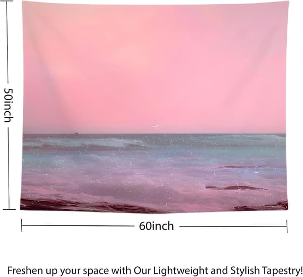 Rosa havteppe Strandteppe Rosa hav himmel måne tepper