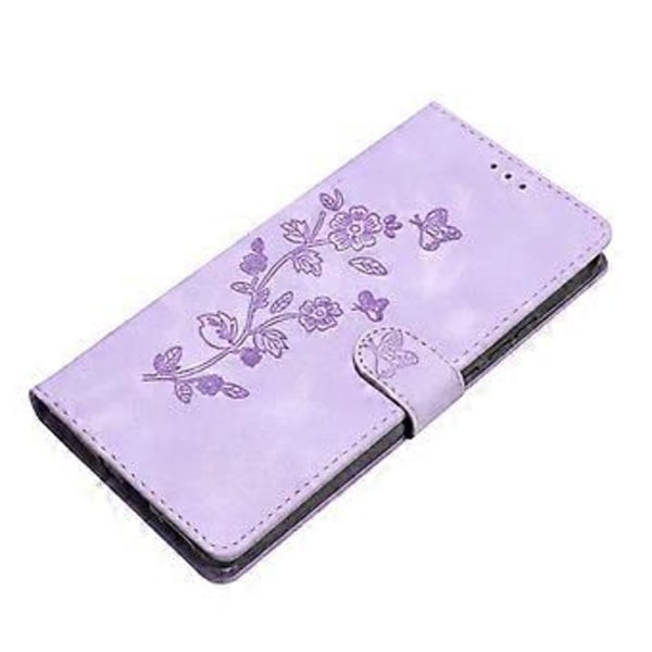 Til Xiaomi 14T Pro Etui Læder Præget Blomster Telefon Cover Wallet med Håndledsrem (Style E)