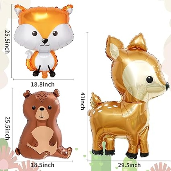 Jungle Dyre Balloner, Aluminiumsfolie Ballon, 7 Stykker Folie Ballon Anima