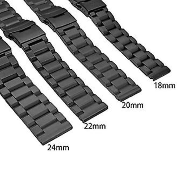 Sinknap 18/20/22/24mm Utbyttbar Dobbel Spenne Rustfritt Stål Armbåndsurrem [JKW] (18mm Sølv)