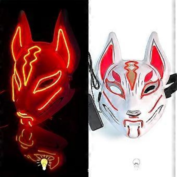 Fox Drift -naamio Halloween-naamarit Led-naamio Valonaamio Halloween Cosplay -peliin Juhlatarvikkeet Naamio miehille Naisille Pojille Tytöille Monivärinen valinnainen (punainen)