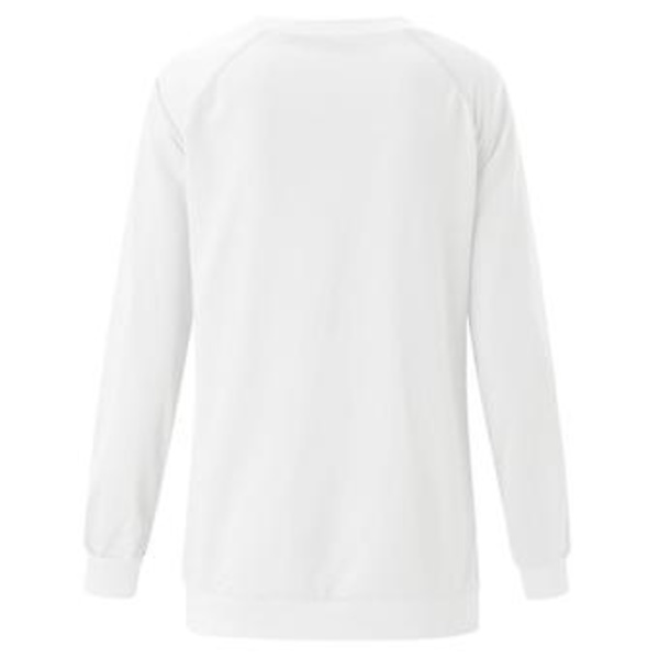 Juletunika for kvinner med lang erme, Xmas søt elgtrykk topp bluse 2XL hvit