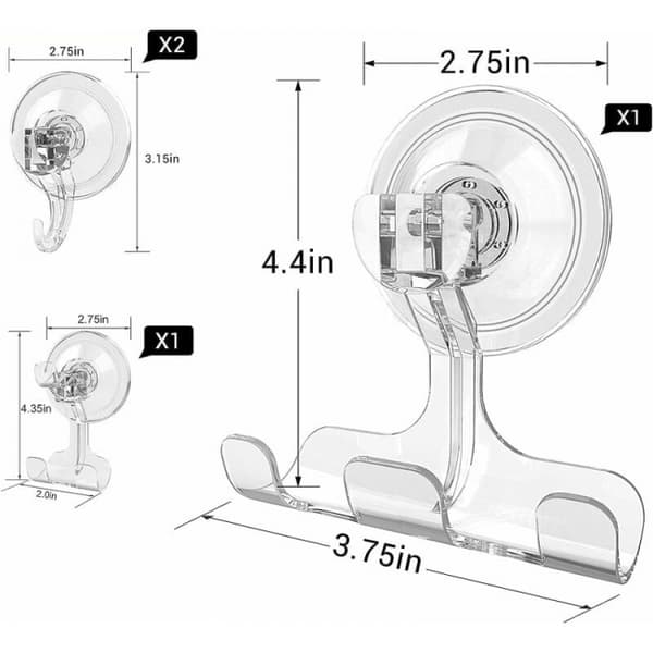4 Vakuumsugkopper - Razor Holder - Crown Hook - Multi-Us