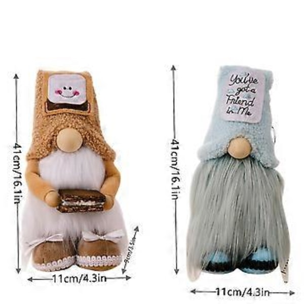 Julepynt ko plys dværg kage smiley ansigtsløs dukke dukke dukke ornamenter (Khaki)