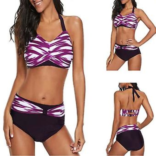 Girl’s swimsuit large size split bikini slim gradient sexy swimwear Xxl Purple