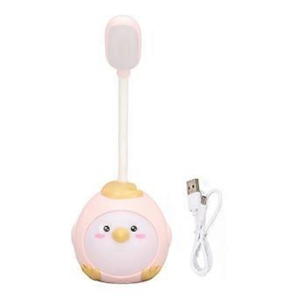 LED-pöytävalaisin USB-latauksella, silmien suojaus, joustava värillinen yövalo söpöllä kanapohjalla, pinkki