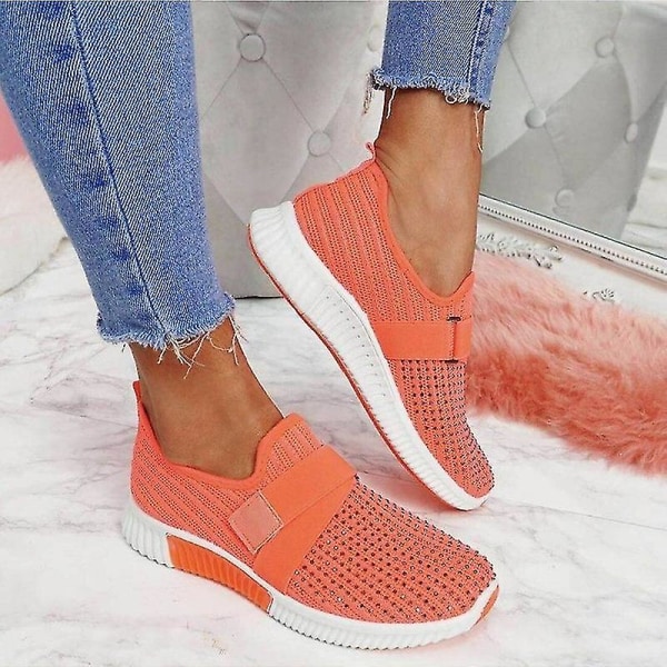 Slip-on Shoes With Orthopedic Sole Womens Fashion Sneakers Platform Sneaker For Women Walking Shoes Orange 42