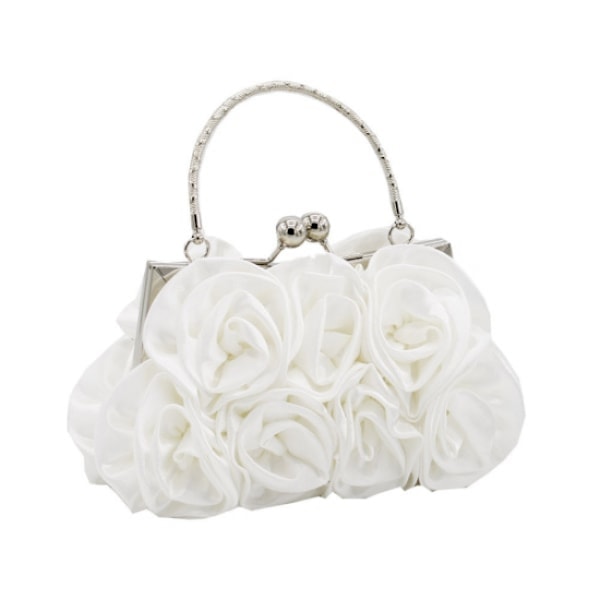Hvide aften tasker, damer blomster satin aften tasker fest tasker