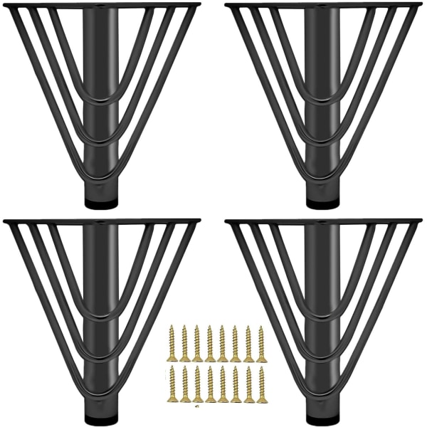 4 svarta metallmöbler ben, modern chic elegant ersättning Sof