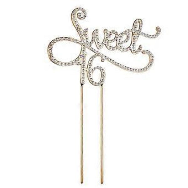 TOYMYTOY 1 stk. Monogram Sweet 16 Kaketopp 16-årsdag Jubileum Krystall Rhinestones Dekorativ Kaketopp for Sweet 16 Fest Temaer Dekorasjon S