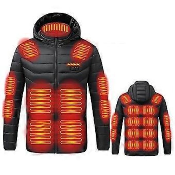 Uppvärmd Jacka för Kvinnor Män 21 Zoner Uppvärmd Hoodie Vinter Mjuk Pufferjacka USB/DC Laddning Kropps Värmare Ytterkläder (3XL Svart)