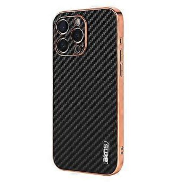 AZNS iPhone 14 Pro Max -kotelo, galvanointi, hiilikuitukuvio, PU+TPU-puhelinkuori (tyyli D)