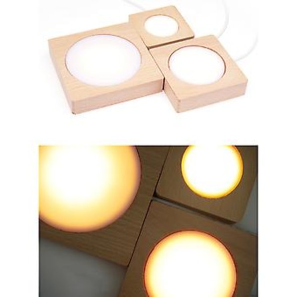 LED Trälampahållare för 2D/3D Kristallhantverk - USB Multifunktionell Kvadratisk Ljusbas (8)