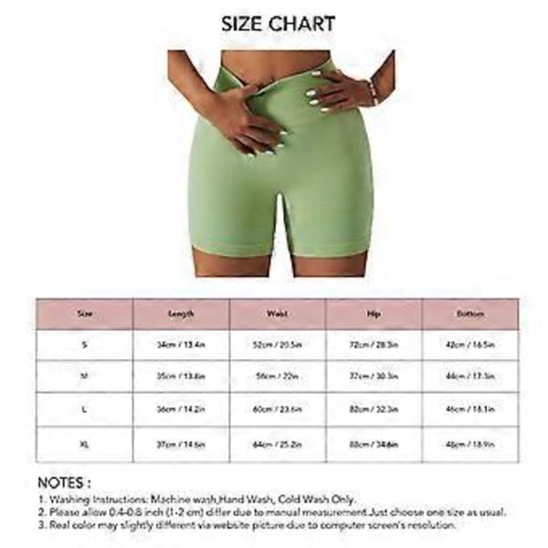 Kvinders Løbe Yoga Shorts Mavekontrol Sømløs Strikket Højtaljet Butt Lifting Træning Workout Short Leggings (L Lysegrøn)