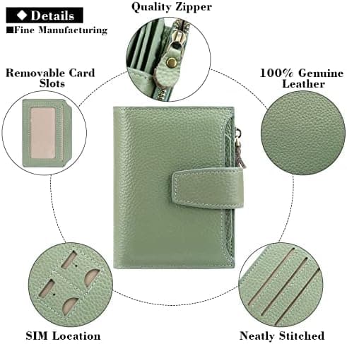 Liten plånbok för kvinnor Äkta läder Bifold Kompakt RFID-blockering