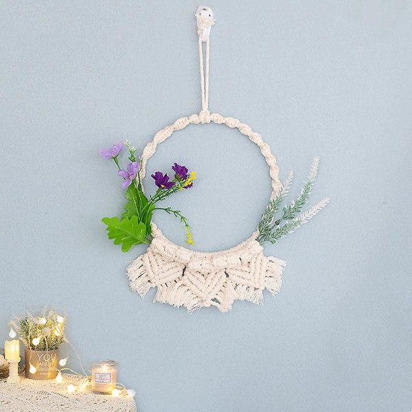 Dutch Tapestry Nordic Girl Room Decor Macrame Dream Catcher Feather Beads Pendant Wall Hanging Decoration Accessories For Home A circle