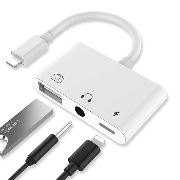 USB-ljudadapter för belysning, 3-i-1 USB-kameraadapter med