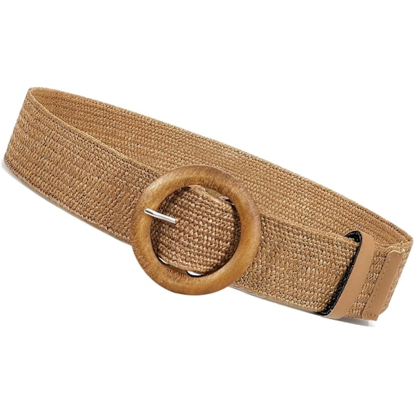 Flätad bälte för kvinnor Halm Elastisk stretch midjebälte Boho bälten Dam sommar strandklänningsbälten