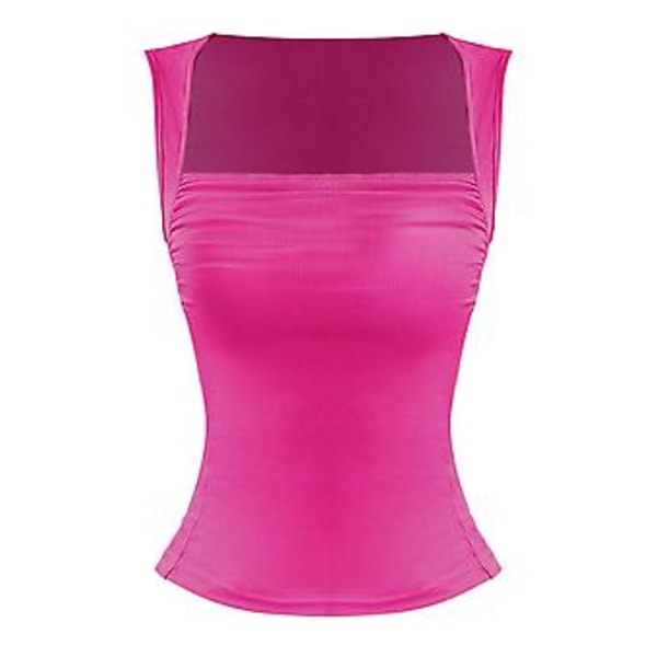 Tylikäs Ohut Neule Ribbed Stretch Tank Top - Tyylikäs ja Mukava Päivittäiseen Käyttöön (XL Rose Red)