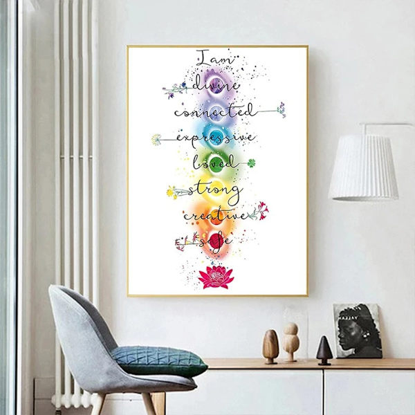 Chakra Citat Skylt Väggdekor Yoga Zen Väggkonst Trä Andlig Dekor