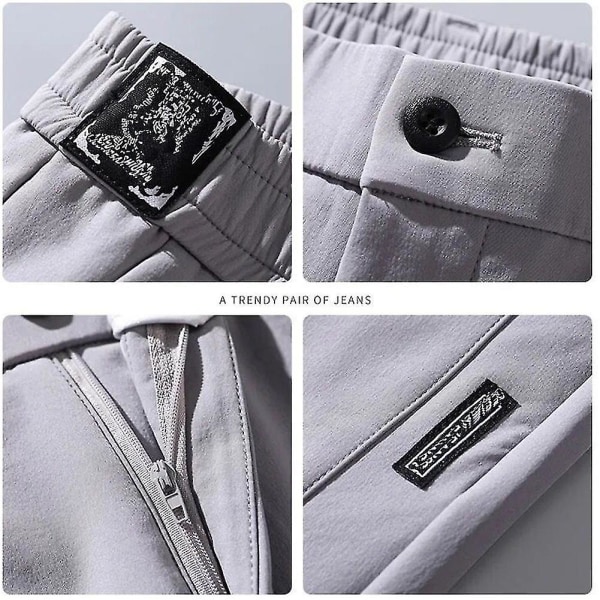 Men's Golf Trousers Quick Drying Long Comfortable Leisure Trousers With Pockets Light Gray 33