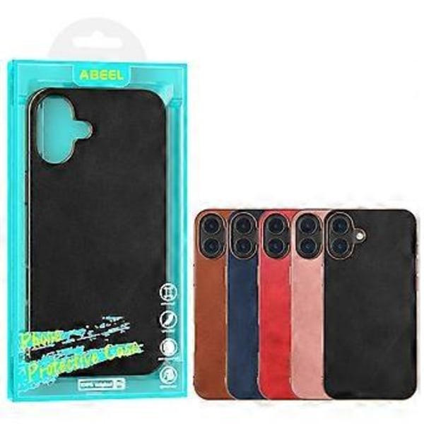 För iPhone 16 Plus Skal Elektropläterad Telefonfodral Nappa Textur PU+TPU Skyddsfodral (Stil E)