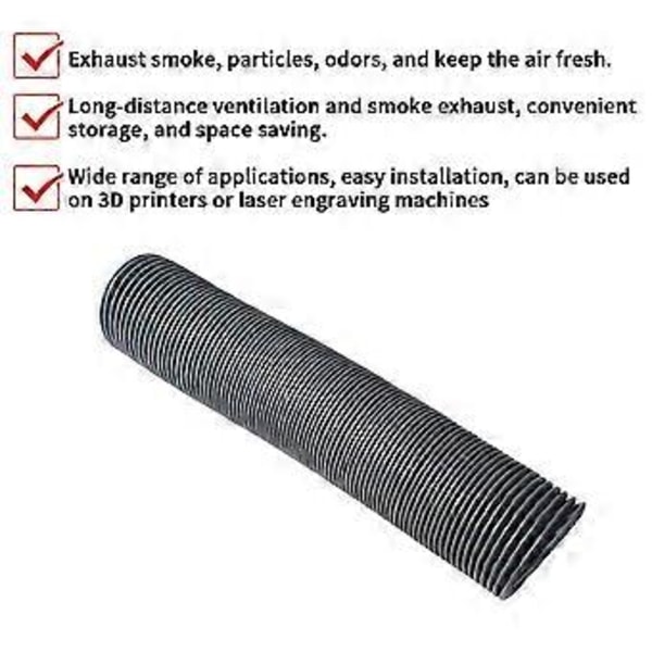 3D-skrivare Avgasfläkt Slang Krypterad Folie Ventilationsrör Skalbar Rökkanal för Voron 2.4 R2 Trident, med FLÄKT