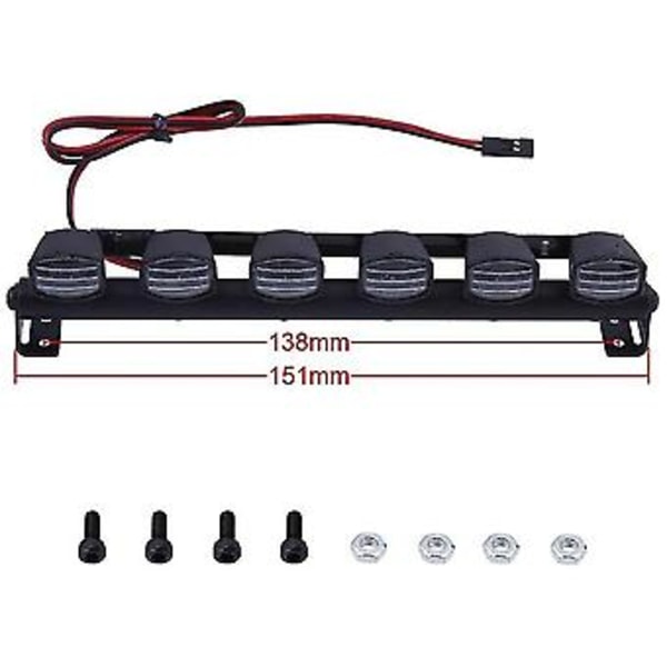 RC-bil Ljusramp Kit 6 LED-lampor Karosseri Taklampor För 1/10 RC Crawler Bil Lastbil Tillbehör
