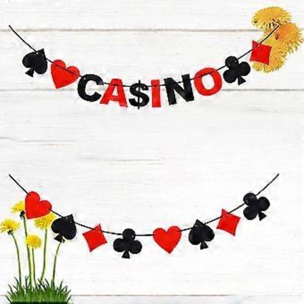 2 stk. 2M Poker Spil Banner CASINO Alfabet Spille Bunting Nonwovens Hængende Girland Kreativ Bar Casino Party Dekorationer
